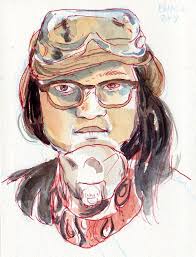 An artist Luís Simões sketches Hong Kong's Umbrella Movement