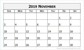 November 2019 Calendar Blank November November2019 November2019calendar 2019 Calendar Calendar Word Calendar Printables