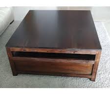 Mango wood coffee table with 2 drawers, brown and black Dark Mango Wood Coffee Table Furniture Home Living Furniture Tables Sets On Carousell