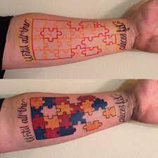 Meaningful autism puzzle toy train tattoo on shoulder. Pin On Ideyi Tatu