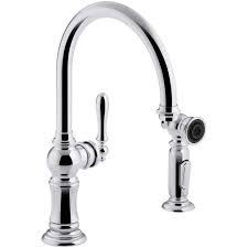 We export polished nickel 8 kitchen faucet for many years. Kohler Artifacts Single Handle Kitchen Faucet With Swing Spout And Side Sprayer In Polished Chrome K 99262 Cp The Home Depot