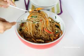 Japchae Korean Glass Noodle Stir Fry Recipe Korean Glass Noodles Food Glass Noodles