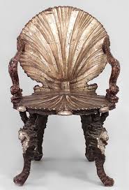 Venetian Grotto Silver Gilt Arm Chairs With Carved Seashell Back Seat With Dolphin Design On Arms 19th Century Fra Antika Mobilya Antika Mobilya Tasarimi