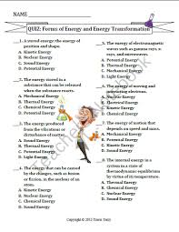 The Tterry23 Shop On Teachersnotebook Com Energy Transformations Energy Quiz 6th Grade Science