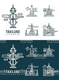 Flat Design Element Icons Set In White And Dark Background Vector Thai Art Thai Design Contemporary Logo