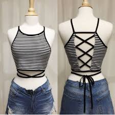 Black And White Striped Crop Tank Top Sold H P Last One Criss Cross Tank Top Criss Cross Tank Top Striped Crop Top Tops