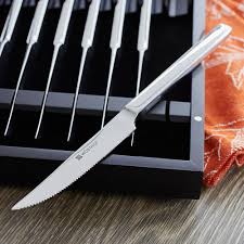 The stainless steel set consists of a spoon, slotted spoon, slotted spatula, ladle and skimmer. Wusthof 8 Piece Steak Knife Set In Presentation Box Sur La Table