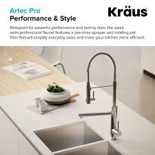 Kraus kitchen faucet touchless touch kitchen faucets Kraus Brushed Gold Artec Pro 2 Function Commercial Style Pre Rinse Kitchen Faucet With Pull Down Spring Spout And Pot Filler Walmart Com Walmart Com