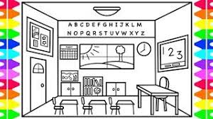 Kids love this art activity! How To Draw A Classroom For Kids Classroom Drawing And Coloring Pages Kids Back To School Youtube