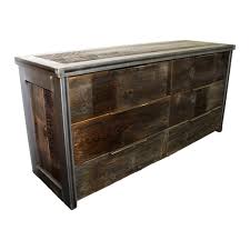 Crafted from wood, this dresser features a rich oak finish and distinctive metal hardware. Modern Industrial Grey Metal And Reclaimed Wood Dresser Four Corner Furniture Bozeman Mt