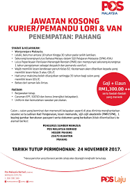 Jawatan kosong pos laju 2017. Jawatan Kosong Sebagai Pemandu Kerja Kosong Pantai Timur Facebook