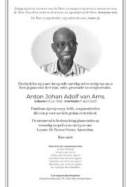 Beri Nl Surinaamse Familieberichten Overlijdensbericht Anton Johan Adolf Van Ams