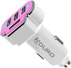 Amazon Com Aduro 4 Port Car Charger Usb Adapter 12v Fast Car Charger Usb Adapter Power Station 5 2a 26w Output Pink Car Charger Usb Car Usb Charger Car