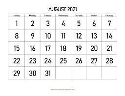This is equal to 6 years, 10 months historical calendars have many variations, including the ancient roman calendar and the julian calendar. August 2021 Calendar Designed With Large Font Horizontal Free Calendar Template Com