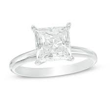 2 Ct Certified Princess Cut Diamond Solitaire Engagement Ring In 14k White Gold I Si2