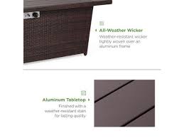 Shop glass wind guards today! Best Choice Products 52in Outdoor Wicker Propane Fire Pit Table 50 000 Btu W Glass Wind Guard Cover Brown Tank Holder Outdoor Heating Patio Lawn Garden Fcteutonia05 De