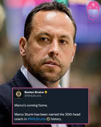 Former Bruin Marco Sturm becomes the 30th head coach of the @nhlbruins 🐻