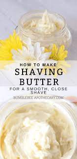 Create the perfect shaving cream or shave oil for the closest shave for shaving soap recipe with hydrating shea butter & lanolin for skin health. Shaving Butter Recipe Homemade Shaving Cream Bumblebee Apothecary