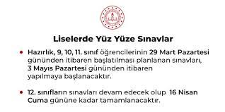 Bakan selçuk sınavların nasıl yapılacağı ile ilgili açıklama gerçekleştirdi. Ortaogretim Kurumlari Liselerde Okullarda Yazili Sinav Tarihleri Nedir Ne Zaman Olacak