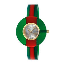 Guangzhou yonghong watch technology development co., ltd. Gucci 35mm Vintage Web Resin Bangle Watch Green Red In 8460 Green Modesens
