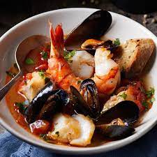 Fisherman S Stew With Roasted Garlic Crostini Recipe Stew Recipes Recipes Seafood Dinner
