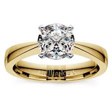 Solitaire gold engagement rings for women. Flat Taper Solitaire Engagement Ring In Yellow Gold