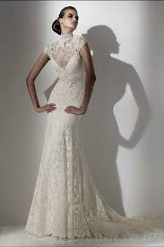 Wedding Dress Vintage Style Lace Short Sleeve Wedding Dress Wedding Dress Styles Turtleneck Wedding Dress