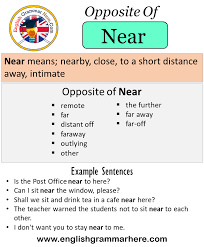 Opposite Of Near Antonyms Of Near Meaning And Example Sentences Antonym Opposite Words Contradict Each Other And In 2021 Learn English Words Opposite Words Antonyms