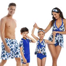While babies would be happy in a diaper or even naked, there's something truly adorable about seeing dad and baby in matching bathing suits. Family Matching Swimwear Floral Printed Matching Swimsuit Mom Daughter Dad And Son Swimming Trunks Family Look Matching Family Outfits Aliexpress