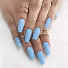 Acrylic nails help to mask these problems. Amazon Com Yertter Coffin Matte False Nails For Women Ladies Girls Plain Color Fake Fingernails Diy Nail Salons 24pcs Blue Beauty