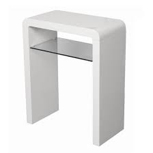 Nailing two trends in one. Norset Small Console Table In White Gloss With 1 Glass Shelf Furniture In Fashion