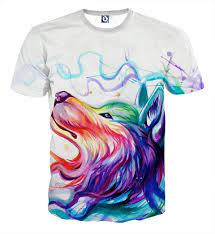 Wolf Side View Amazing Rainbow Colors Design Stylish T Shirt Stylish Tshirts Rainbow Colors Wolf Side View