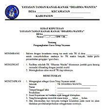 Contoh Surat Keputusan Yayasan Taman Kanak Kanak Tk Dharma Wanita Dw Disertai File Pdf Dan Doc