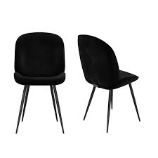 Karina velvet dining chairs, set of 2, black, gold base by meridian furniture (374) $273. Set Of 2 Black Velvet Dining Chairs With Black Legs Jenna Furniture123