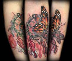 Bleeding Hearts And Monarch Butterfly Memorial Tattoo Memorial Tattoo Designs Heart Flower Tattoo Memorial Tattoo