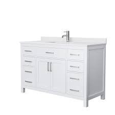 Was $2,375.00 special price $1,499.15. Wyndham Collection Wcg242454swhwcunsmxx Beckett 54 Inch Single Bathroom Vanity In White With White Cultured Marble