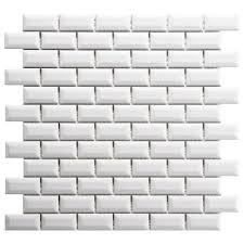 Merola Tile Metro Subway Beveled Glossy White 12 In X 12 In X 5 Mm Porcelain Mosaic Tile 10 21 Sq Ft Case Fxlmsbgw Porcelain Mosaic Tile Mosaic Wall Tiles Porcelain Mosaic