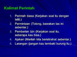 Dalam kamus besar bahasa indonesia (kbbi) kata perintah adalah perkataan yang bermaksud menyuruh untuk melakukan sesuatu. Kalimat Berita Tanya Dan Perintah Ppt Download