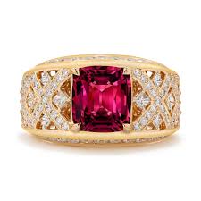 Burmese Noble Red Spinel Ring with D Flawless Diamonds set in 18K Yell
