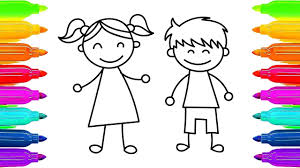 Niño Y Niña Para Colorear