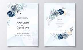 Navy Blue Floral Wedding Invitation Card Premium Vector Freepik Vector Flower Frame Wedding Watercolor