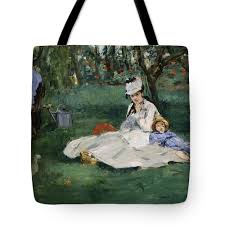 (monet painting in his garden at argenteuil, 1873). The Monet Family In Their Garden At Argenteuil Tote Bag For Sale By Edouard Manet