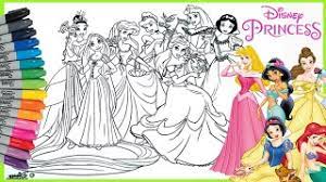 February 2014 page 7 cupidocreativeblog. Mewarnai Princess Disney Coloring Page Ariel Snow White Belle Aurora Cinderella Tiana Rapunzel Youtube
