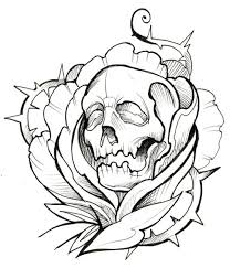 Skull Thorns Rose Ink Tattoo Outline Tattoo Stencil Outline Tattoo Outline Skull Tattoo Design