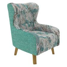 Linen armchair with print design. Karyn Linen Armchair With Print On Seat Green Rothbury Home Fabtastic