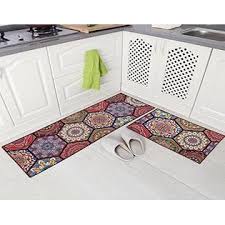 Maybe you would like to learn more about one of these? Carvapet 2 Piece Non Slip Kitchen Mat Runner Rug Set Doormat Vintage Design Boho Style Hexagon 15 X47 15 X23