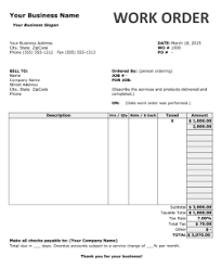 When the goods are to get a personal customization for the customer. Work Order Form Template Onsitesnap
