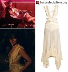 Buy Camila Cabello S Cream Cutout Dress From The Senorita Music Video Here Camilacabello Senorita Whitedress Crea Cutout Dress Dresses Mesh Cutout Dress