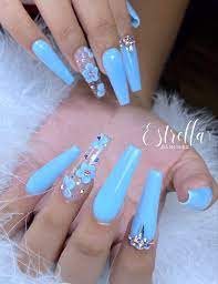 Baby Blue Nails Swarovski Nails Blue Nails Nail Art Manicure