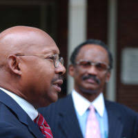 Vice Admiral (VADM) Nils R. Thunman, deputy chief of naval operations,  submarine warfare, speaks during the reception following the commissioning  ceremony for the nuclear-powered strategic missile submarine USS HENRY M.  JACKSON (SSBN